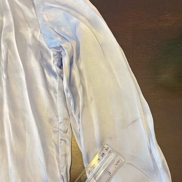 Banana Republic Blue Silk Button Up Blouse Office Career Long Sleeve Sz S FLAW - Picture 3 of 16